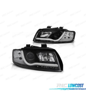 FARI PER AUDI A4 B6 00-04 LUCE DIURNA A TUBO FONDO NERO