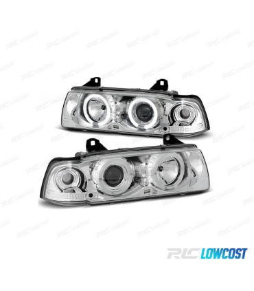 FARI BMW E36 90-99 ANGEL EYES CCFL FONDO CROMATO