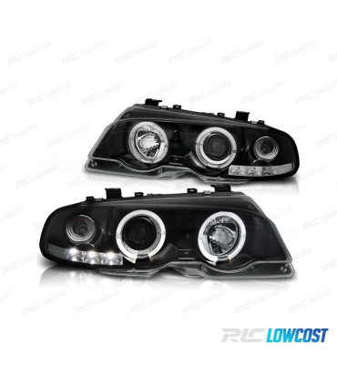 FARI BMW E46 2 PORTE 99-03 ANGEL EYES LED SFONDO NERO