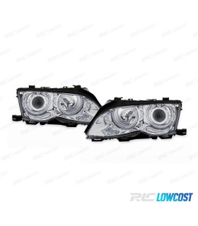 FARI BMW E46 4P 01-05 ANGEL EYES CCFL FONDO CROMATO