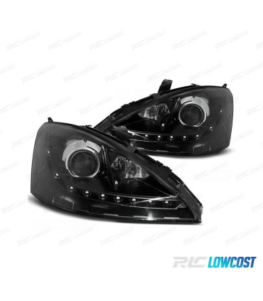 FARI PER FORD FOCUS 01-04 LUCE DIURNA A LED FONDO NERO H7