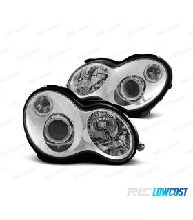 FARI PER MERCEDES CLASSE C SPORT COUPE C203 01-04 FONDO CROMATO