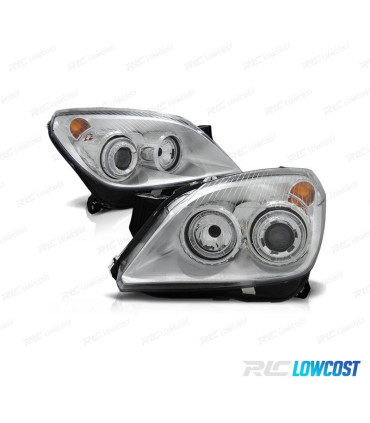 FARI PER OPEL ASTRA H 04-09 ANGEL EYES FONDO CROMATO