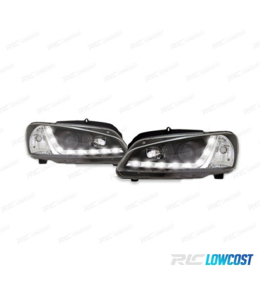 FARI PEUGEOT 106 96-05 LUCE DIURNA A LED FONDO NERO