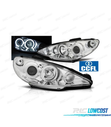 FARI PEUGEOT 206 98-08 ANGEL EYES CCFL FONDO CROMATO