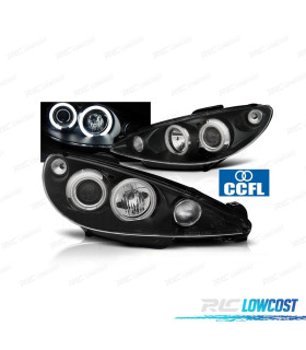 FARI PER PEUGEOT 206 98-08 ANGEL EYES CCFL FONDO NERO