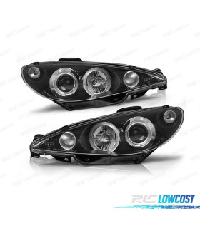 FARI PER PEUGEOT 206 98-08 ANGEL EYES FONDO NERO H7 OEM