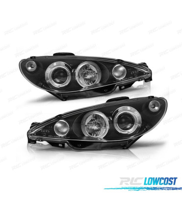 FARI PER PEUGEOT 206 98-08 ANGEL EYES FONDO NERO H7 OEM