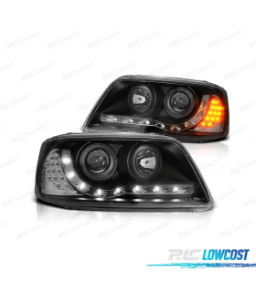 FARI VOLKSWAGEN VW T5 03-09 LUCE DIURNA A LED FONDO NERO