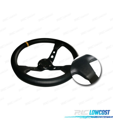 VOLANTE INVERTITO IN ECOPELLE NERA CON BRACCI NERI E BORDO GIALLO WRC3