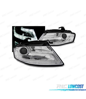 FARI PER AUDI A4 B8 07-11 LUCE DIURNA FONDO CROMATO