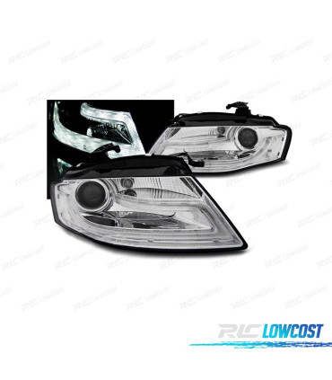 FARI PER AUDI A4 B8 07-11 LUCE DIURNA FONDO CROMATO