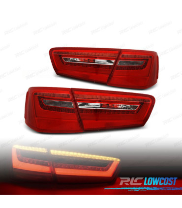 FANALI PER AUDI A6 4G 11- LIGHT BAR ROSSO CROMATO