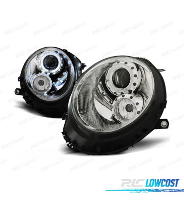 FARI PER MINI COOPER R56 R57 06-14 ANGEL EYES FONDO CROMATO