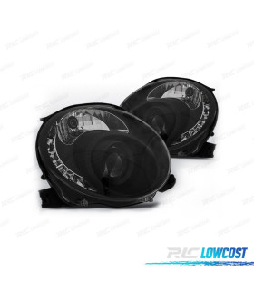 FARI PER FIAT 500 07-15 LUCE DIURNA TFL FONDO NERO