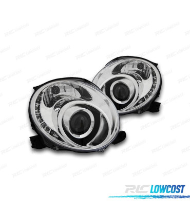 FARI PER FIAT 500 07-15 LUCE DIURNA TFL FONDO CROMATO