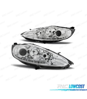 FARI PER FORD FIESTA 08-12 LUCE DIURNA FONDO CROMATO