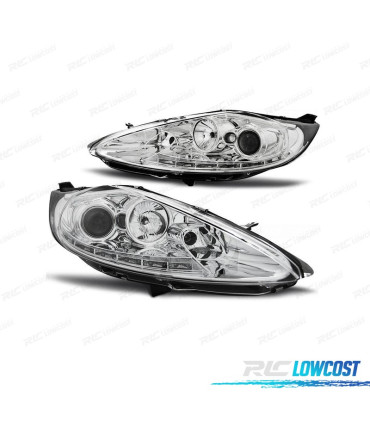 FARI PER FORD FIESTA 08-12 LUCE DIURNA FONDO CROMATO