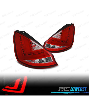 FANALI PER FORD FIESTA MK7 08-12 LIGHT BAR ROSSO CROMATO