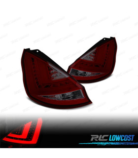 FANALI PER FORD FIESTA MK7 08-12 LIGHT BAR ROSSO FUMÉ