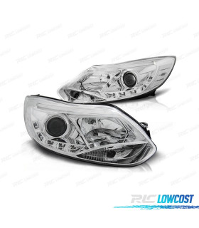 FARI FORD FOCUS 11-14 TUBO LUCE LED FONDO CROMATO