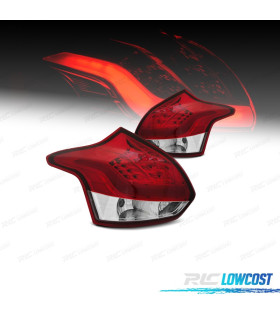 FANALI FORD FOCUS MK3 11-14 LIGHT BAR ROSSO CROMATO