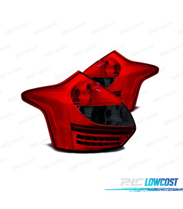 FANALI FORD FOCUS MK3 11-14 LED ROSSO AFFUMICATO