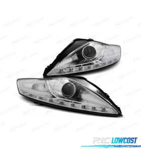 FARI PER FORD MONDEO MK4 07-10 LUCE DIURNA FONDO CROMATO