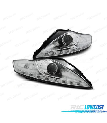 FARI PER FORD MONDEO MK4 07-10 LUCE DIURNA FONDO CROMATO
