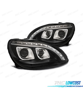 FARI PER MERCEDES CLASSE S W220 98-05 TUBE LIGHT FONDO NERO