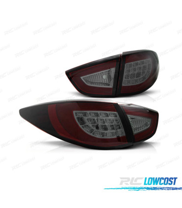 FANALI PER HYUNDAI IX35 10-13 LIGHT BAR SFONDO ROSSO AFFUMICATO