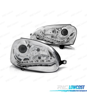 FARI PER VOLKSWAGEN VW GOLF MK5 03-08 XENON LUCE DIURNA FONDO CROMATO