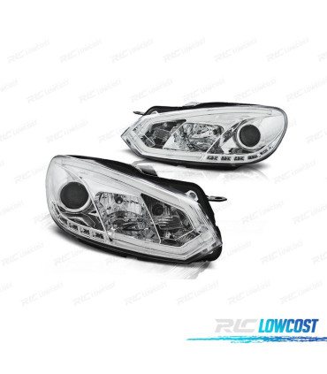 FARI PER VOLKSWAGEN VW GOLF MK6 08-12 LUCE A TUBO FONDO CROMATO