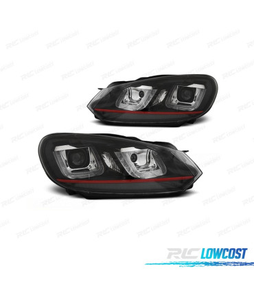 FARI PER VOLKSWAGEN VW GOLF 6 08-12 LUCE DIURNA SFONDO NERO ROSSO