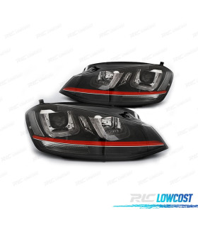 FARI PER VOLKSWAGEN VW GOLF 7 GTI 12-17 LUCE DIURNA FONDO NERO ROSSO