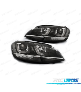 FARI PER VOLKSWAGEN VW GOLF 7 12-17 LOOK GTI DRL LUCE DIURNA FONDO NERO BIANCO