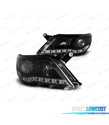 FARI PER VOLKSWAGEN VW TIGUAN 07-11 LUCE LED DIURNA SFONDO NERO