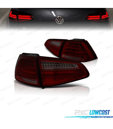 FANALI PER VOLKSWAGEN VW GOLF 7 12-17 LIGHTBAR ROSSO FUMÉ LED