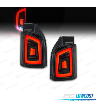 FANALI VOLKSWAGEN VW TRANSPORTER T5 2P 03-09 BARRE LUMINOSE DINAMICHE FONDO NERO AFFUMICATO