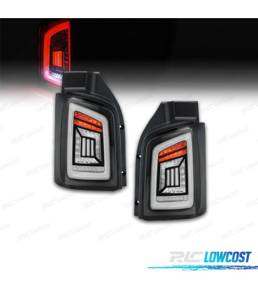FANALI PER VOLKSWAGEN VW T5 1P 03-09 BARRE LUMINOSE DINAMICHE FONDO NERO AFFUMICATO