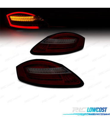 FANALI PER PORSCHE BOXSTER 987 CAYMAN 987C LIGHT BAR DINAMICO ROSSO AFFUMICATO