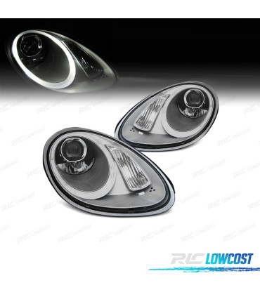 FARI PER PORSCHE BOXSTER 987 05-08 ANGEL EYES XENON FONDO GRIGIO CHIARO