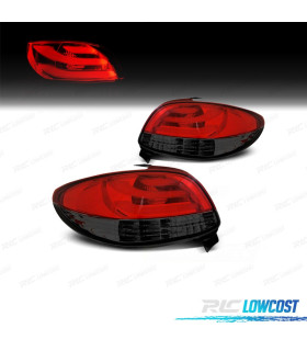 FANALI PEUGEOT 206 98-09 LIGHT BAR ROSSO AFFUMICATO