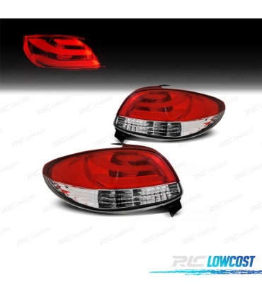 FANALI PER PEUGEOT 206 98-09 LIGHT BAR ROSSO CROMATO