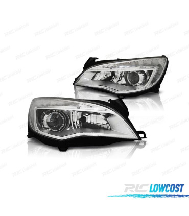FARI PER OPEL ASTRA J 09-15 LUCE DIURNA A LED FONDO CROMATO