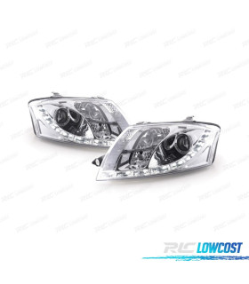 FARI AUDI TT 98-05 LUCE DIURNA A LED FONDO CROMATO