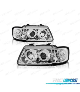FARI PER AUDI A3 8L 96-00 ANGEL EYES FONDO CROMATO