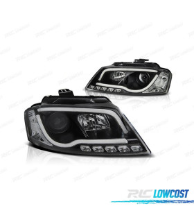 FARI AUDI A3 8P 08-12 LUCE DIURNA A TUBO FONDO NERO