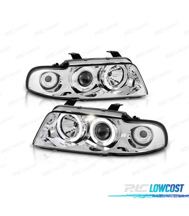 FARI PER AUDI A4 B5 94-99 ANGEL EYES FONDO CROMATO