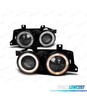 FARI PER BMW E34 88-95 E E32 86-94 OCCHI ANGELI FONDO NERO